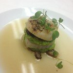 Diver Scallop Napoleon with Fresh Morels and Pea Puree Diver Scallop Napoleon with Fresh Morels and Pea Puree