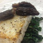Pan Seared Halibut with Rasted Morels and Braised Kale Pan Seared Halibut with Rasted Morels and Braised Kale