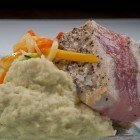 _DSC9574 Seared Ahi Tuna with Wasabi Celeriac Puree and Julianne Carrots, Zucchini, and Squash