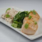 Pan Seared Diver Scallops Pan Seared Diver Scallops with Wild Mushroom Risotto and Sautéed Baby Spinach