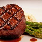 Kenmore_Inn_Filet Hand Cut Filet Mignon with Cabernet Demi Glace and Sauteed Asparagus over a Celeriac Puree